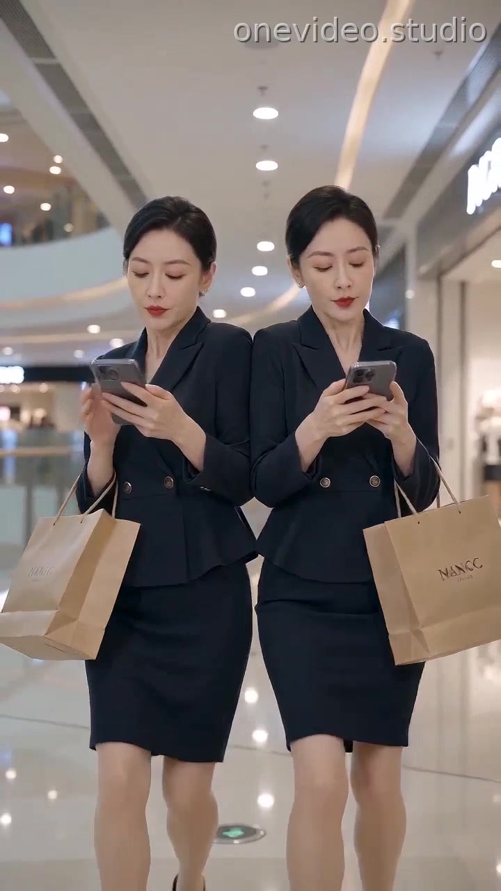 两个中国中年串职业装搭配丝袜的女少妇在商